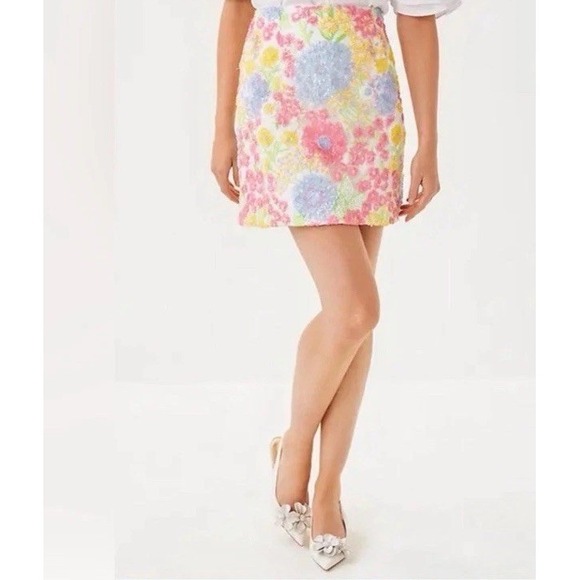 Lilly Pulitzer Dresses & Skirts - Lilly Pulitzer Kels Sequin Mini Skirt Multi Views from a Via Floral Sz 12 NEW